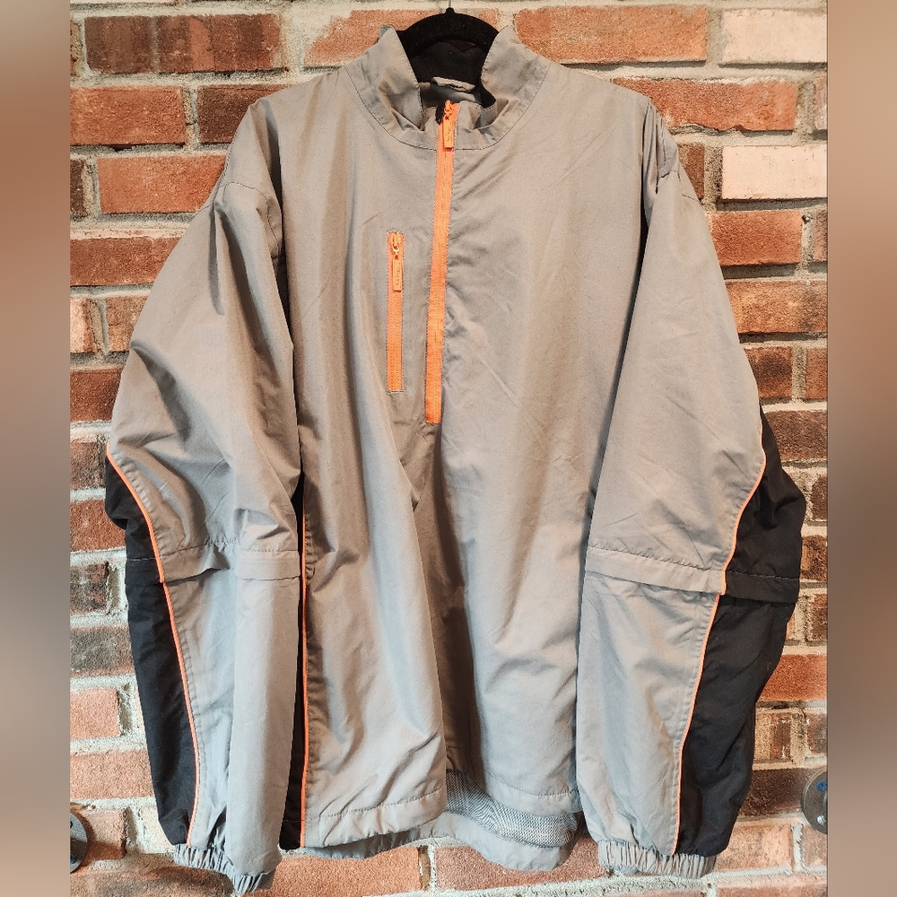 Weather Company Mens XXL 1/2 Zip Off Sleeves Black Gray Wind Rain Golf Jacket